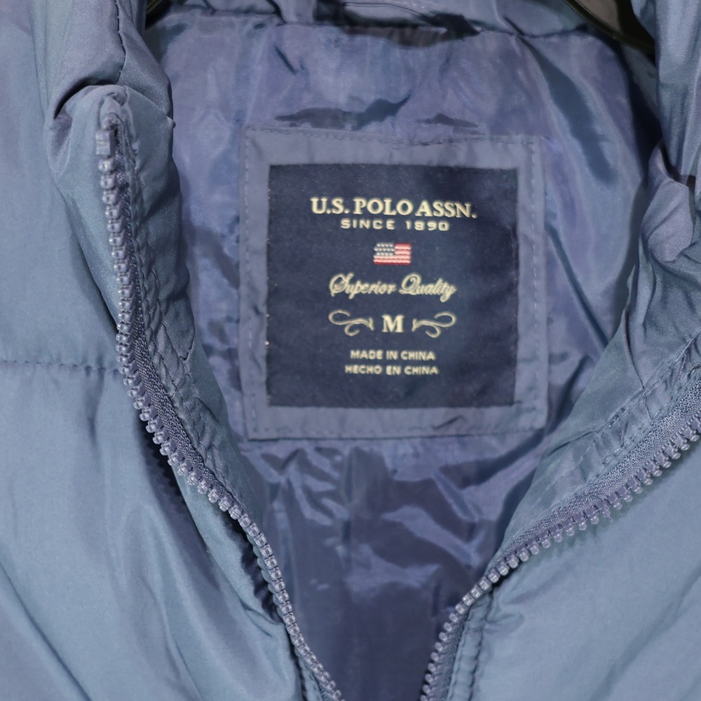 U.S. Polo Assn Women's M Puffer Vest Full Zip BLUE - Picture 3 of 7